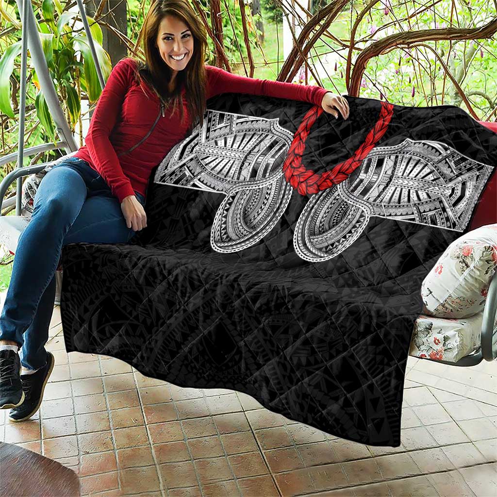 Samoan Traditional Art Tattoos Quilt Tatau Tribal Motifs with Ula Fala Black - Polynesian Pride