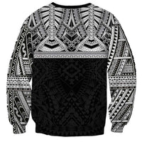 Samoan Traditional Art Tattoos Sweatshirt Tatau Tribal Motifs with Ula Fala Black - Polynesian Pride