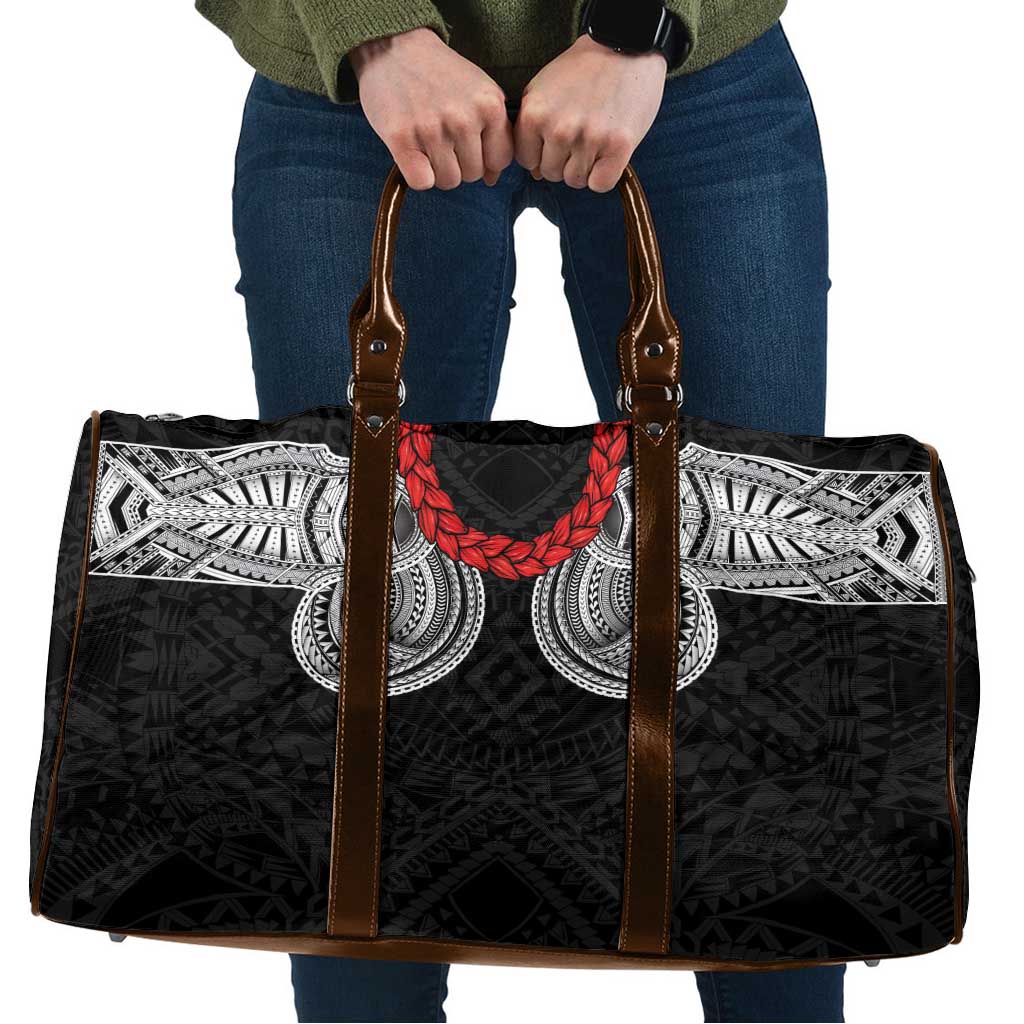 Samoan Traditional Art Tattoos Travel Bag Tatau Tribal Motifs with Ula Fala Black - Polynesian Pride