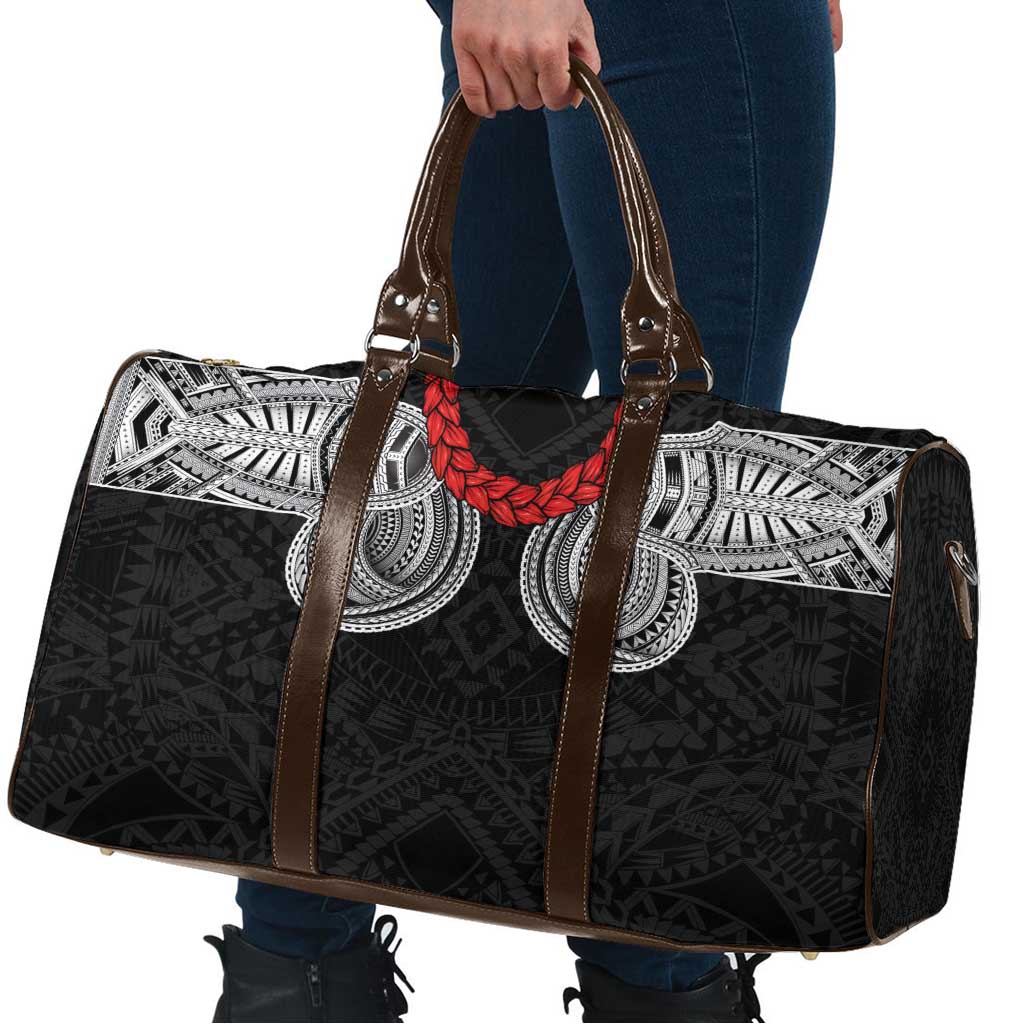 Samoan Traditional Art Tattoos Travel Bag Tatau Tribal Motifs with Ula Fala Black - Polynesian Pride
