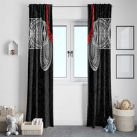Samoan Traditional Art Tattoos Window Curtain Tatau Tribal Motifs with Ula Fala Black - Polynesian Pride