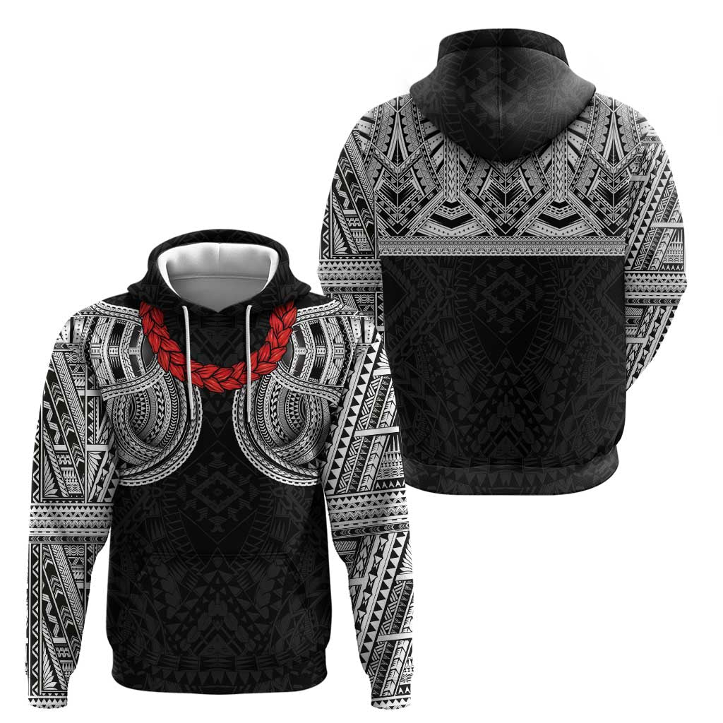 Samoan Traditional Art Tattoos Zip Hoodie Tatau Tribal Motifs with Ula Fala Black - Polynesian Pride