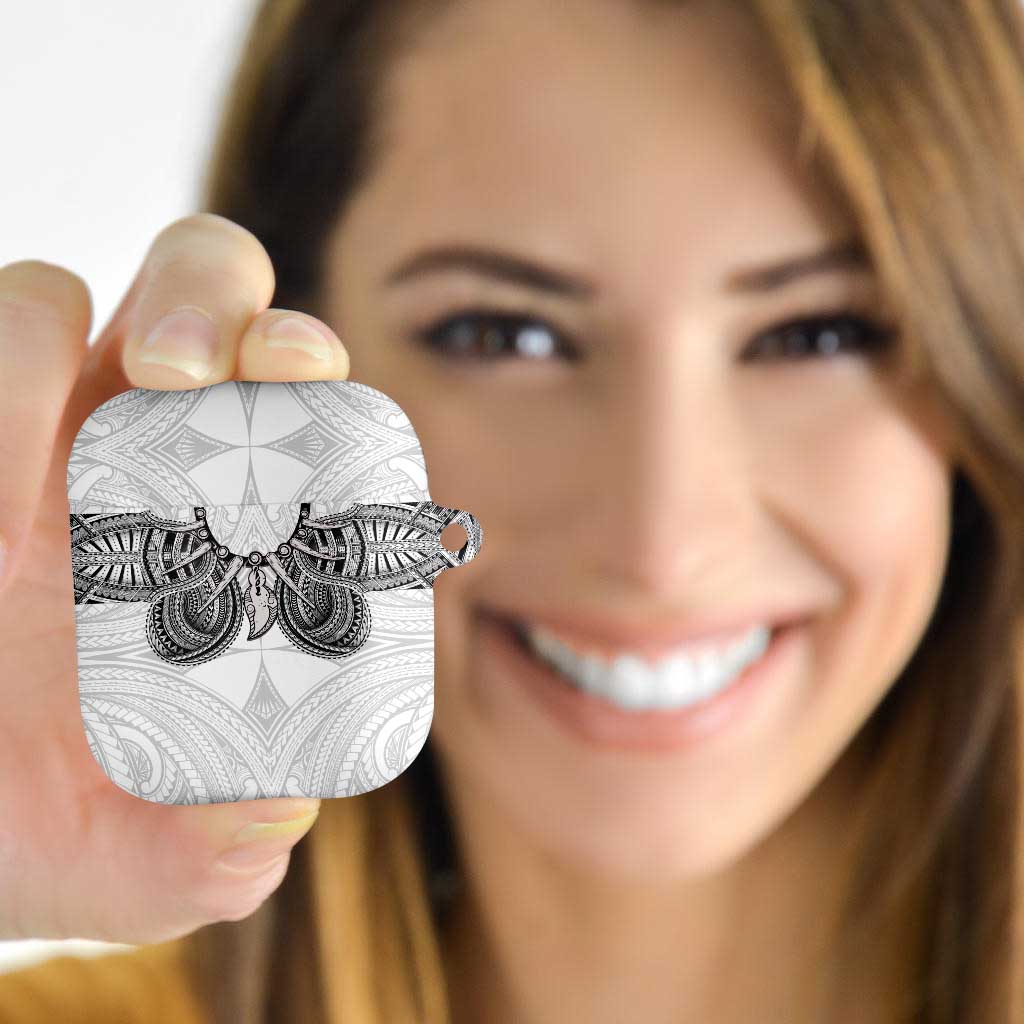 Samoan Traditional Art Tattoos AirPods Case Tatau Tribal Motifs with Ula Nifo White - Polynesian Pride