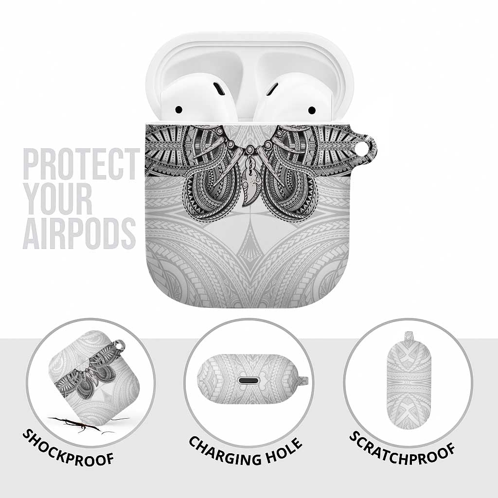 Samoan Traditional Art Tattoos AirPods Case Tatau Tribal Motifs with Ula Nifo White - Polynesian Pride
