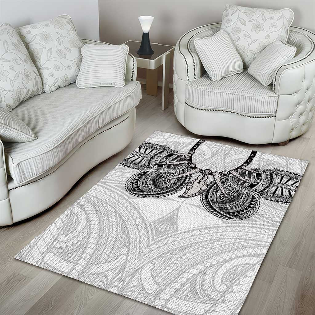 Samoan Traditional Art Tattoos Area Rug Tatau Tribal Motifs with Ula Nifo White - Polynesian Pride