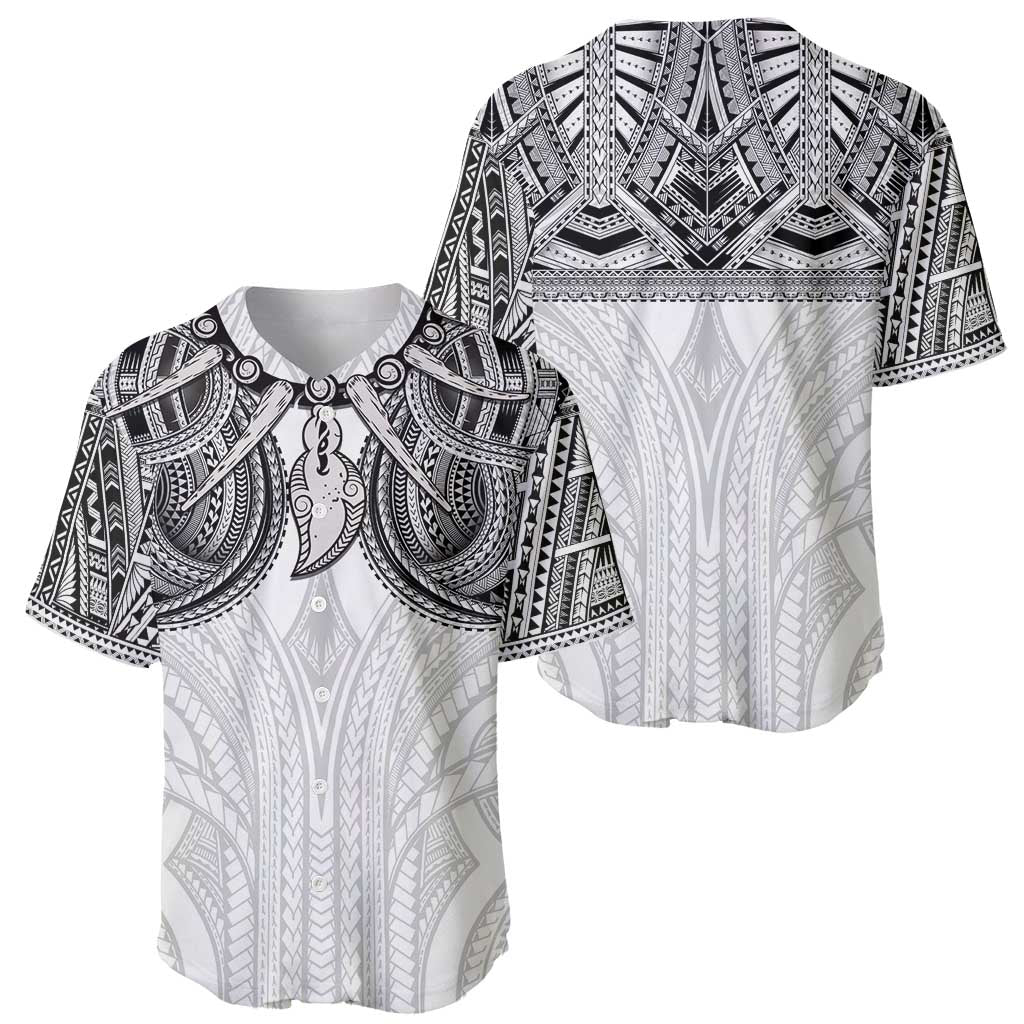 Samoan Traditional Art Tattoos Baseball Jersey Tatau Tribal Motifs with Ula Nifo White - Polynesian Pride