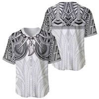 Samoan Traditional Art Tattoos Baseball Jersey Tatau Tribal Motifs with Ula Nifo White - Polynesian Pride