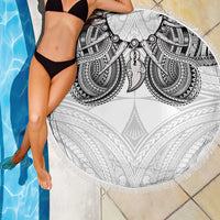 Samoan Traditional Art Tattoos Beach Blanket Tatau Tribal Motifs with Ula Nifo White - Polynesian Pride