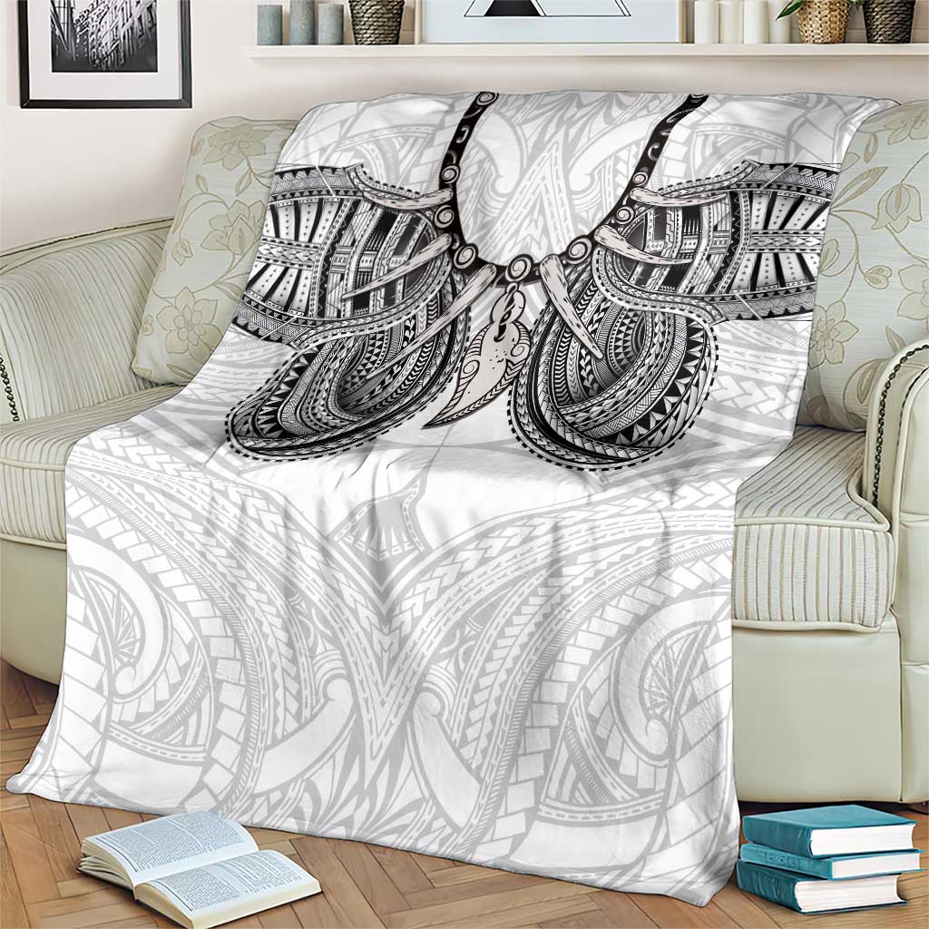 Samoan Traditional Art Tattoos Blanket Tatau Tribal Motifs with Ula Nifo White - Polynesian Pride
