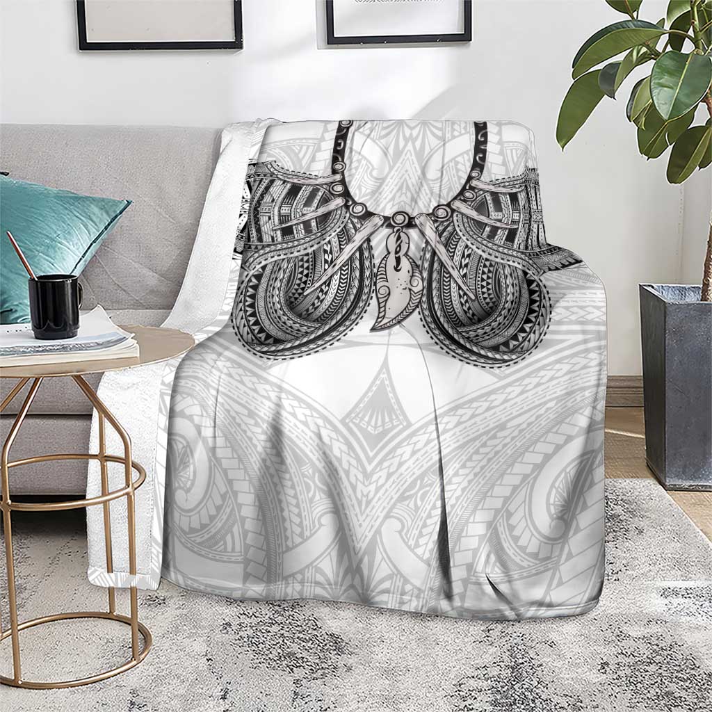 Samoan Traditional Art Tattoos Blanket Tatau Tribal Motifs with Ula Nifo White - Polynesian Pride