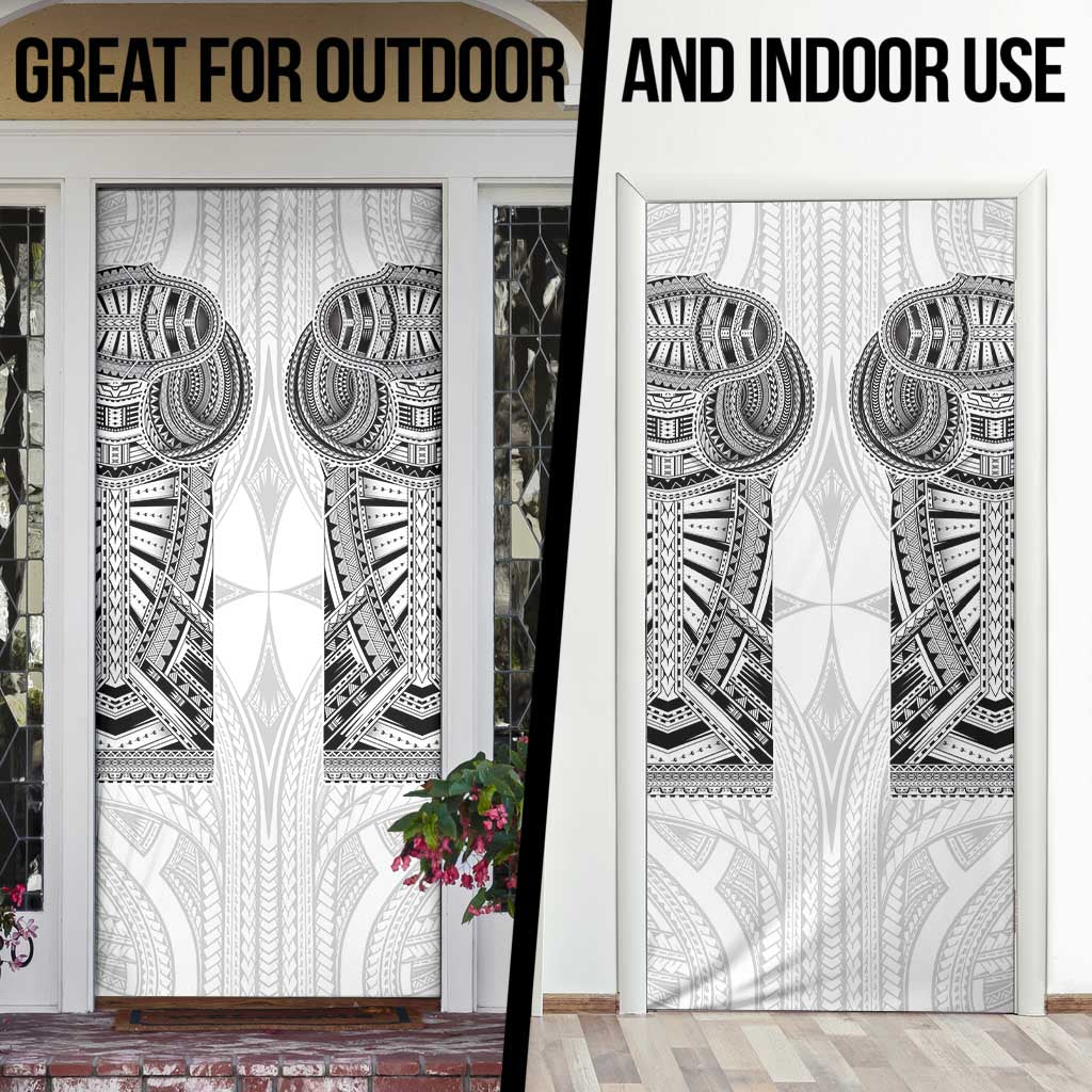Samoan Traditional Art Tattoos Door Cover Tatau Tribal Motifs with Ula Nifo White - Polynesian Pride