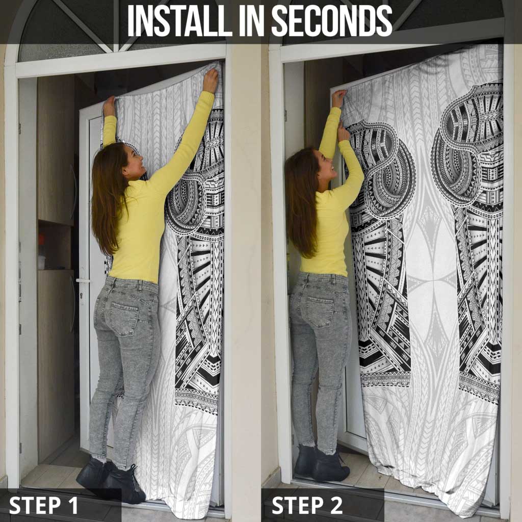 Samoan Traditional Art Tattoos Door Cover Tatau Tribal Motifs with Ula Nifo White - Polynesian Pride