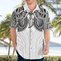 Samoan Traditional Art Tattoos Hawaiian Shirt Tatau Tribal Motifs with Ula Nifo White - Polynesian Pride