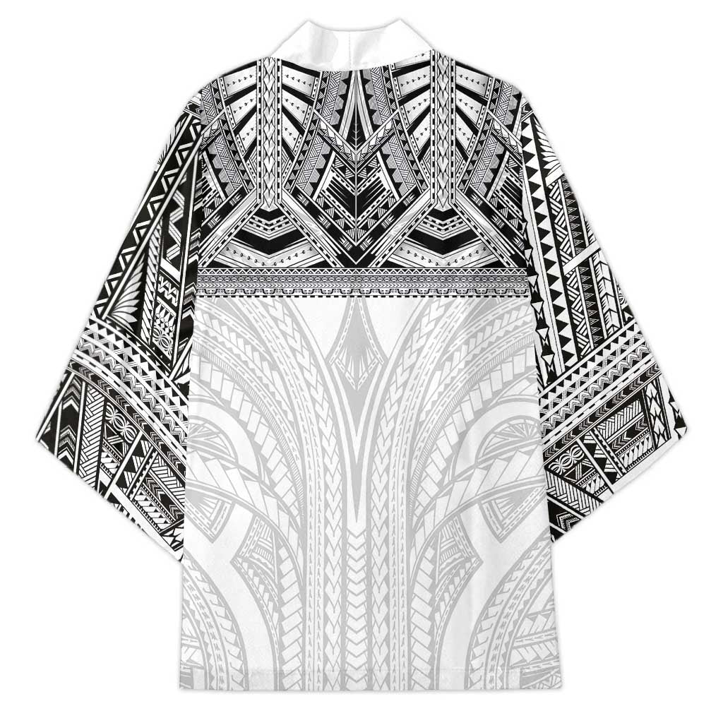 Samoan Traditional Art Tattoos Kimono Tatau Tribal Motifs with Ula Nifo White - Polynesian Pride