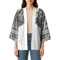 Samoan Traditional Art Tattoos Kimono Tatau Tribal Motifs with Ula Nifo White - Polynesian Pride