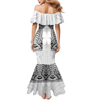 Samoan Traditional Art Tattoos Mermaid Dress Tatau Tribal Motifs with Ula Nifo White - Polynesian Pride