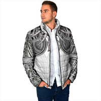 Samoan Traditional Art Tattoos Padded Jacket Tatau Tribal Motifs with Ula Nifo White - Polynesian Pride