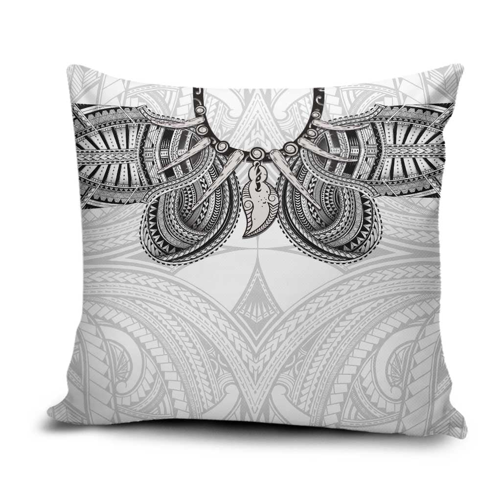 Samoan Traditional Art Tattoos Pillow Cover Tatau Tribal Motifs with Ula Nifo White - Polynesian Pride