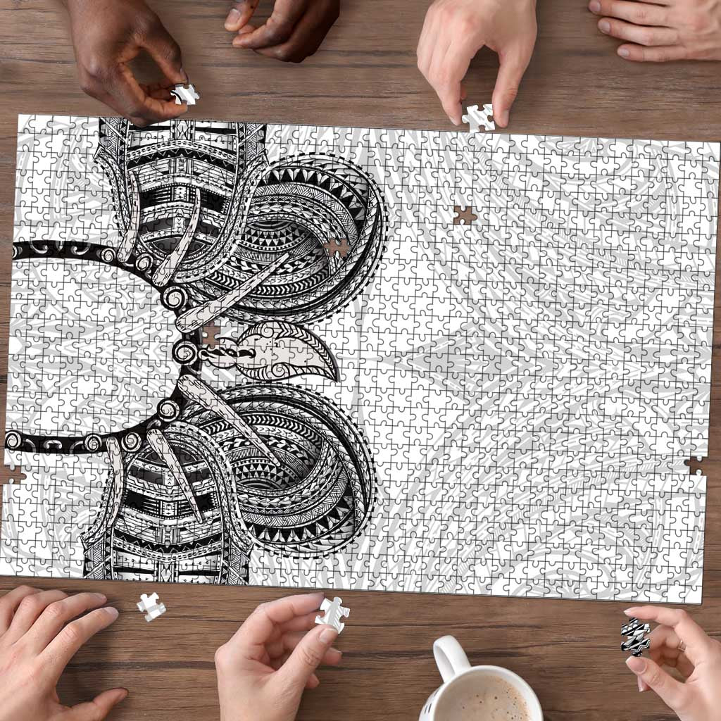 Samoan Traditional Art Tattoos Puzzle Tatau Tribal Motifs with Ula Nifo White - Polynesian Pride