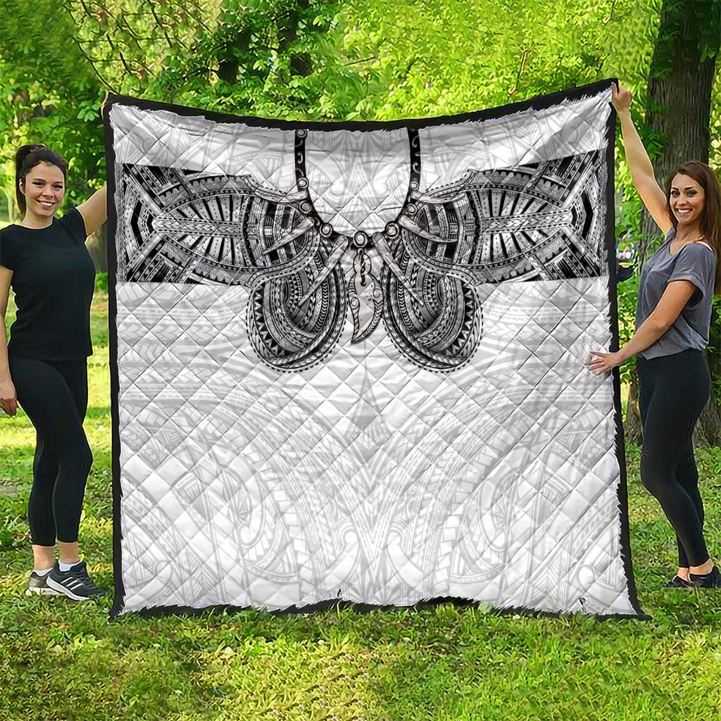 Samoan Traditional Art Tattoos Quilt Tatau Tribal Motifs with Ula Nifo White - Polynesian Pride