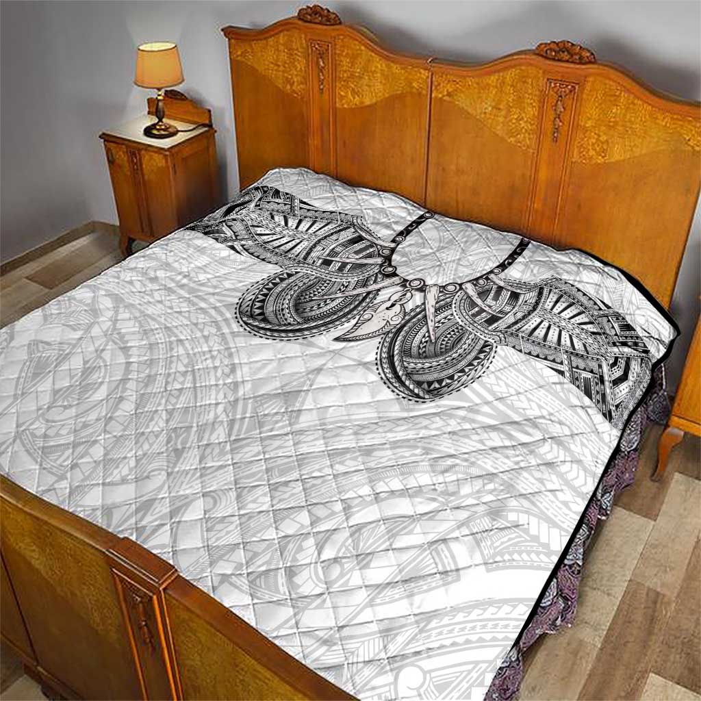 Samoan Traditional Art Tattoos Quilt Tatau Tribal Motifs with Ula Nifo White - Polynesian Pride