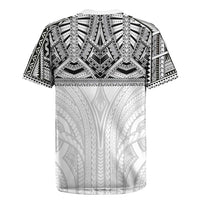 Samoan Traditional Art Tattoos Rugby Jersey Tatau Tribal Motifs with Ula Nifo White - Polynesian Pride