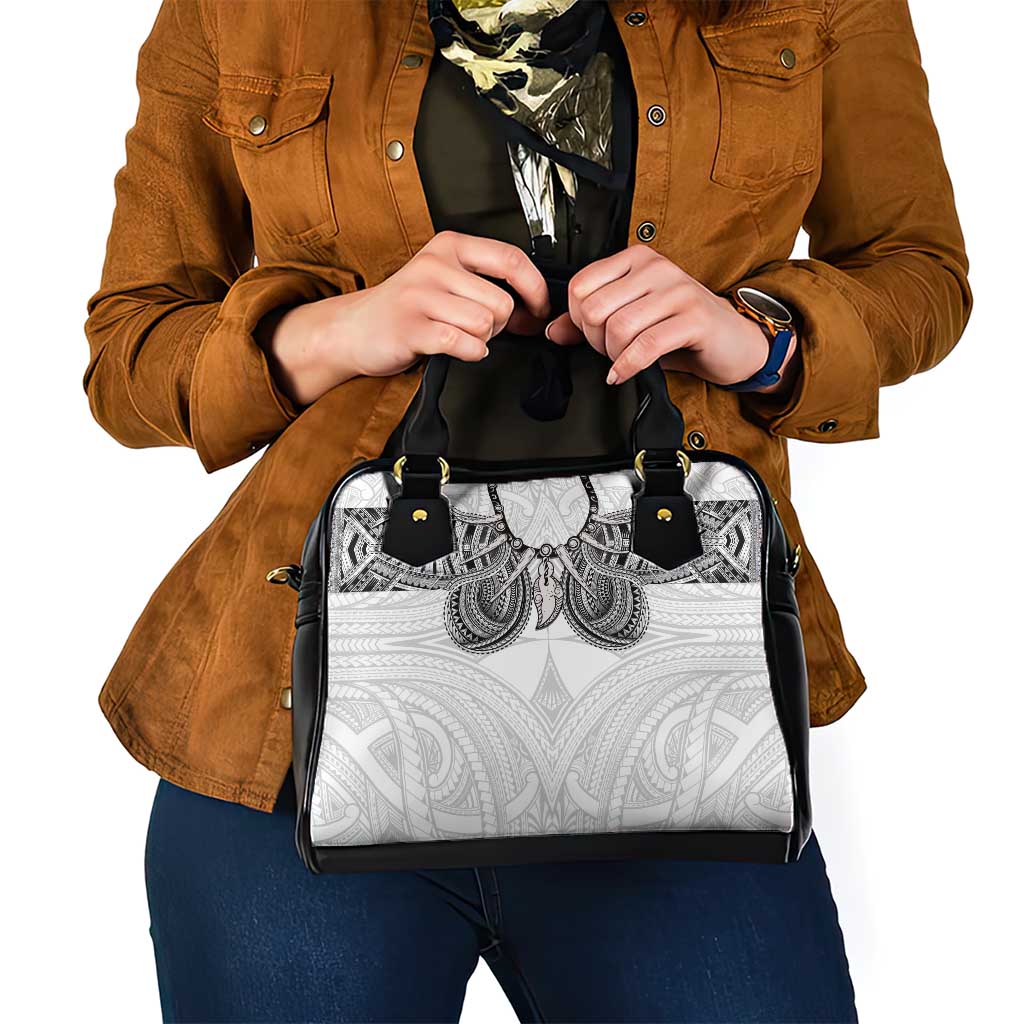Samoan Traditional Art Tattoos Shoulder Handbag Tatau Tribal Motifs with Ula Nifo White - Polynesian Pride
