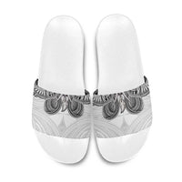 Samoan Traditional Art Tattoos Slide Sandals Tatau Tribal Motifs with Ula Nifo White - Polynesian Pride