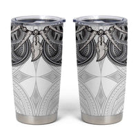 Samoan Traditional Art Tattoos Tumbler Cup Tatau Tribal Motifs with Ula Nifo White - Polynesian Pride