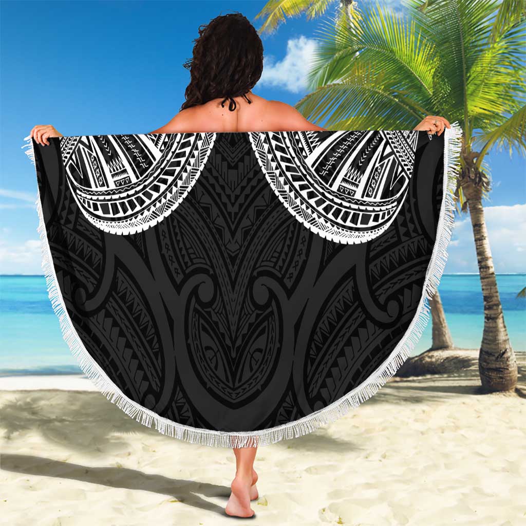 Samoan Traditional Art Tattoos Beach Blanket Tatau Roman Reigns Black Color - Polynesian Pride