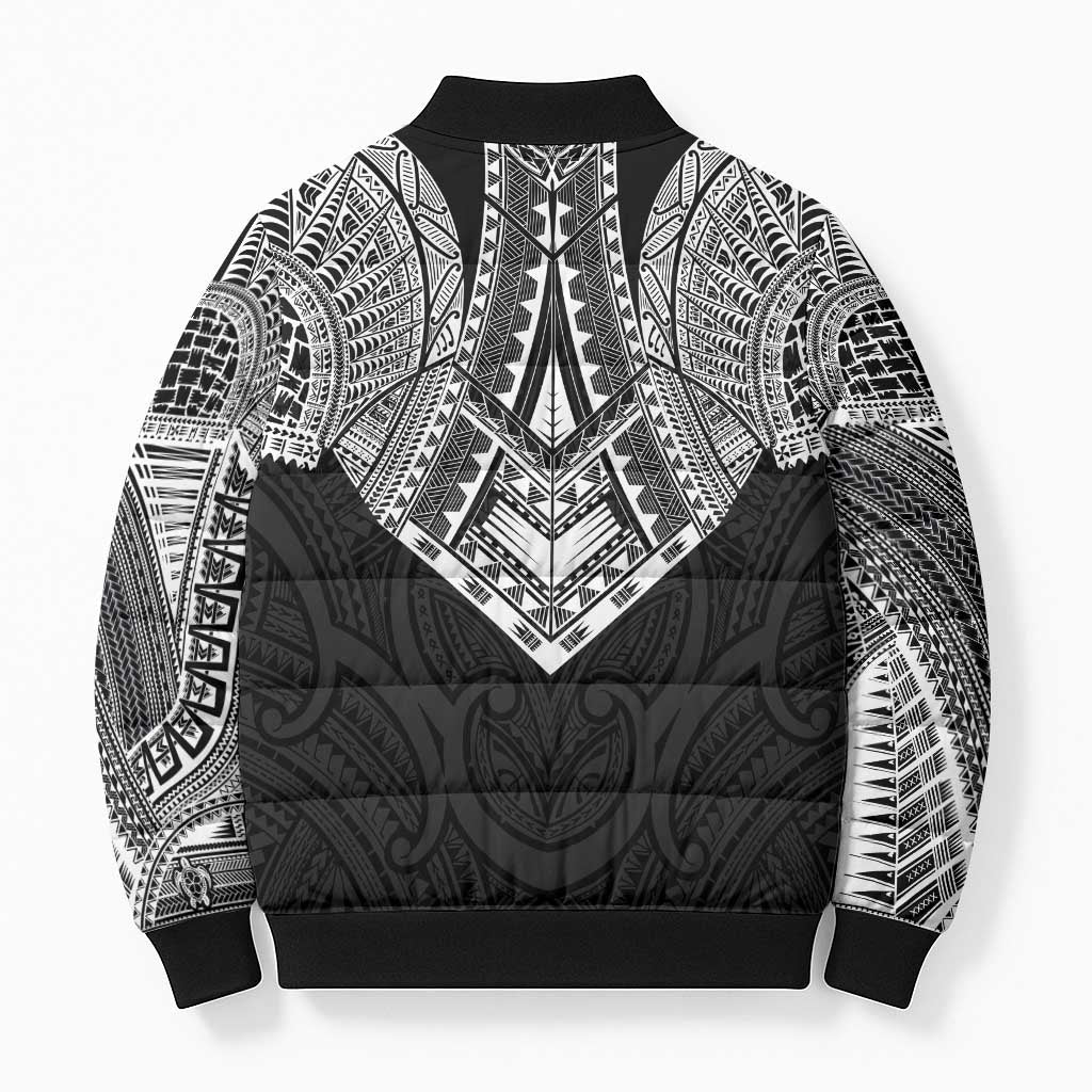 Samoan Traditional Art Tattoos Bomber Puffer Jacket Tatau Roman Reigns Black Color - Polynesian Pride