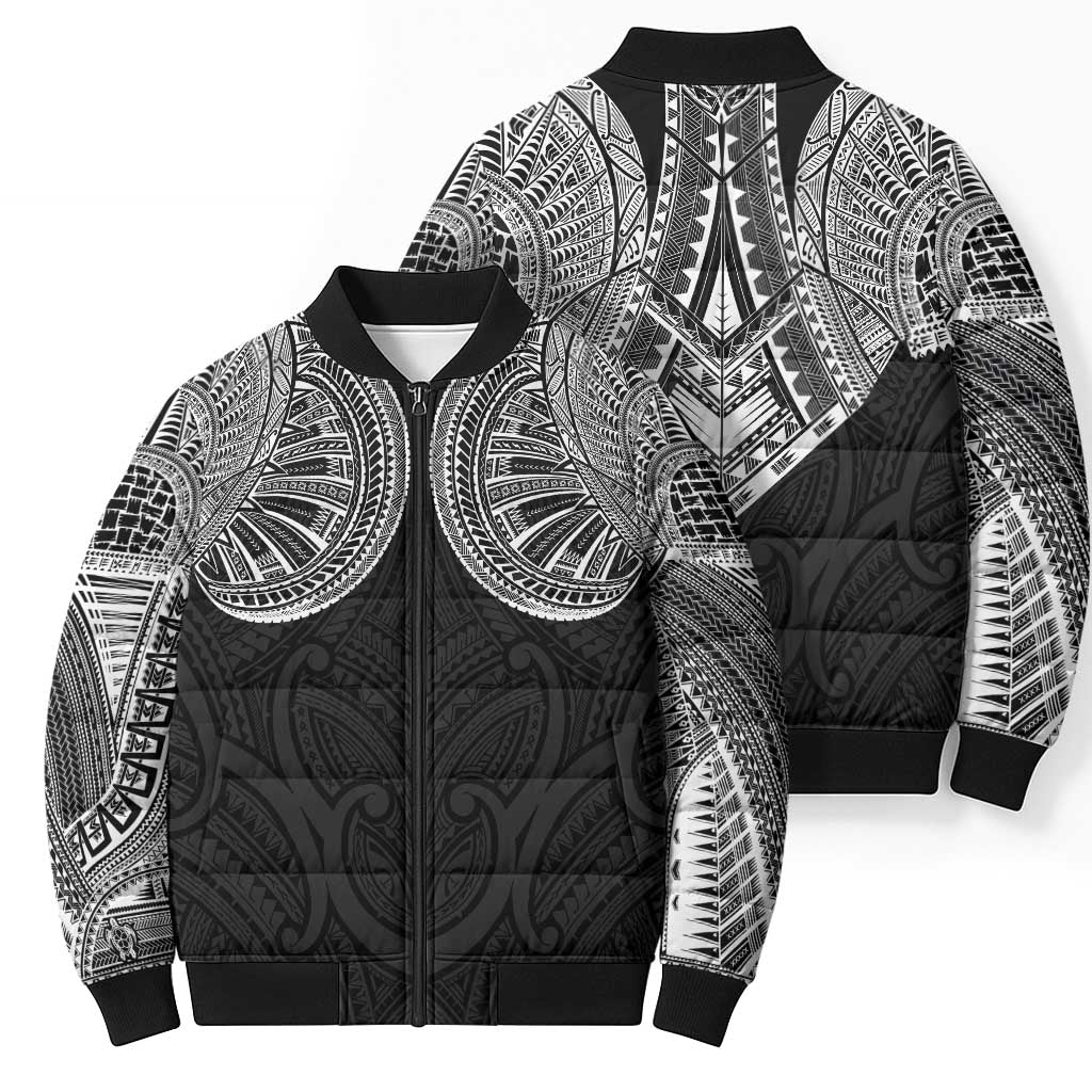 Samoan Traditional Art Tattoos Bomber Puffer Jacket Tatau Roman Reigns Black Color - Polynesian Pride