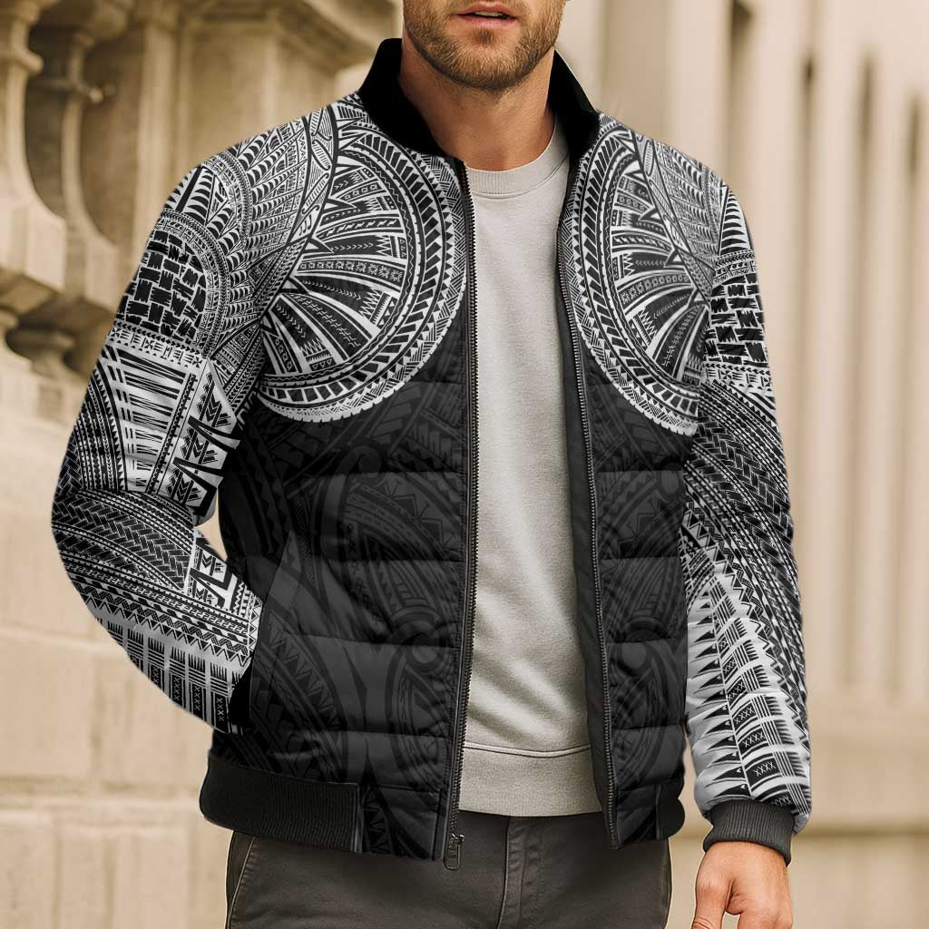Samoan Traditional Art Tattoos Bomber Puffer Jacket Tatau Roman Reigns Black Color - Polynesian Pride