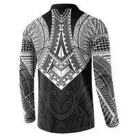 Samoan Traditional Art Tattoos Button Sweatshirt Tatau Roman Reigns Black Color - Polynesian Pride