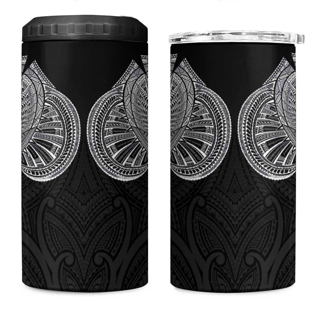 Samoan Traditional Art Tattoos 4 in 1 Can Cooler Tumbler Tatau Roman Reigns Black Color - Polynesian Pride