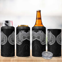 Samoan Traditional Art Tattoos 4 in 1 Can Cooler Tumbler Tatau Roman Reigns Black Color - Polynesian Pride