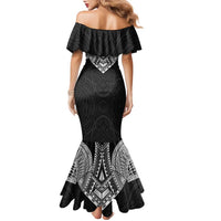 Samoan Traditional Art Tattoos Family Matching Mermaid Dress and Hawaiian Shirt Tatau Roman Reigns Black Color - Polynesian Pride