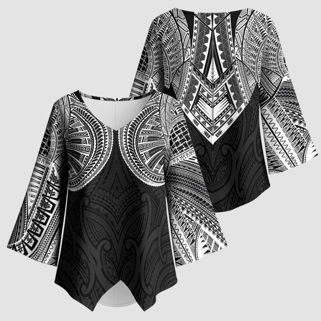 Samoan Traditional Art Tattoos Kimono Sleeve Blouse Tatau Roman Reigns Black Color - Polynesian Pride