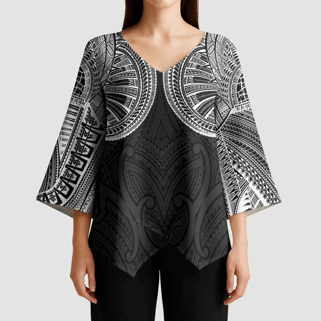 Samoan Traditional Art Tattoos Kimono Sleeve Blouse Tatau Roman Reigns Black Color - Polynesian Pride