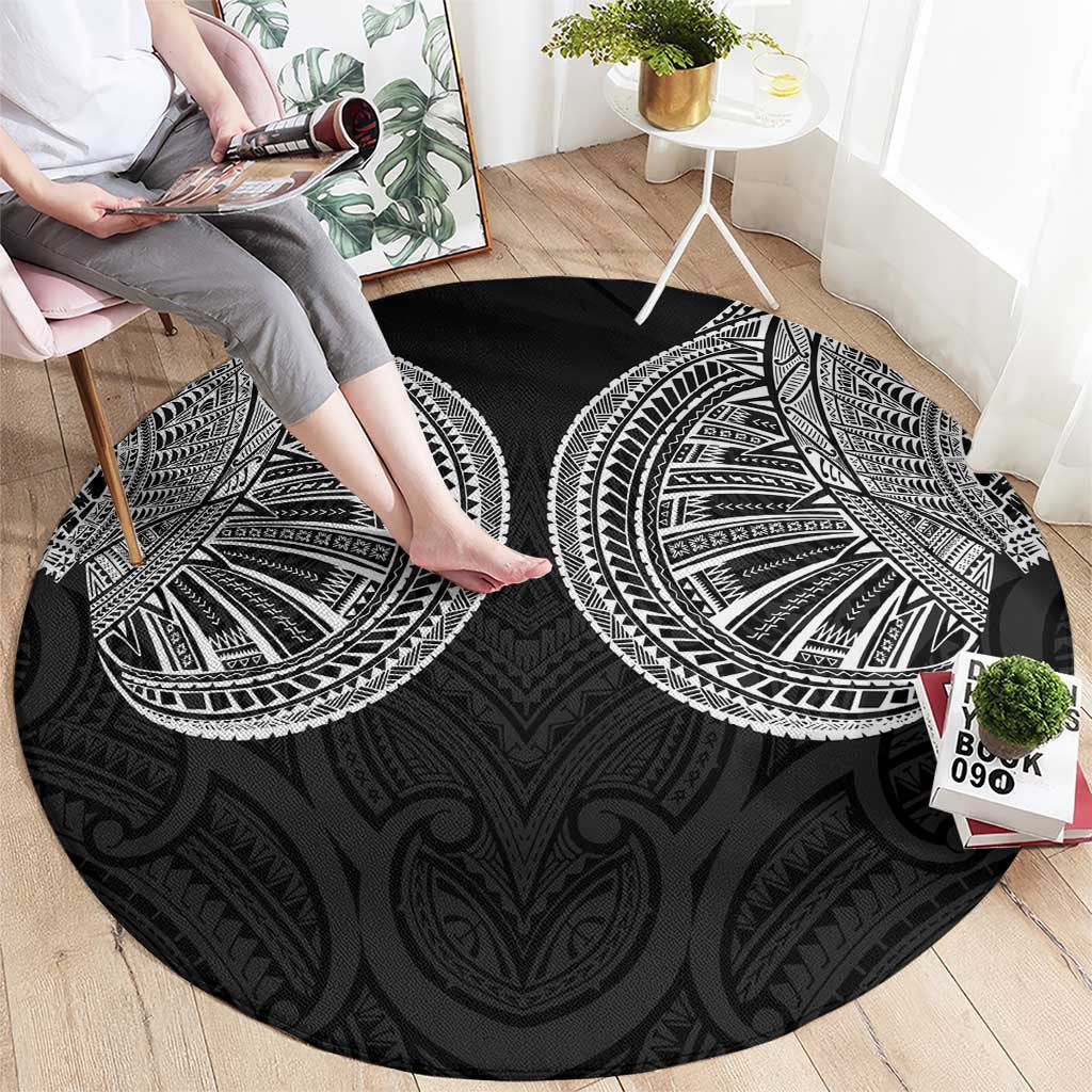 Samoan Traditional Art Tattoos Round Carpet Tatau Roman Reigns Black Color - Polynesian Pride