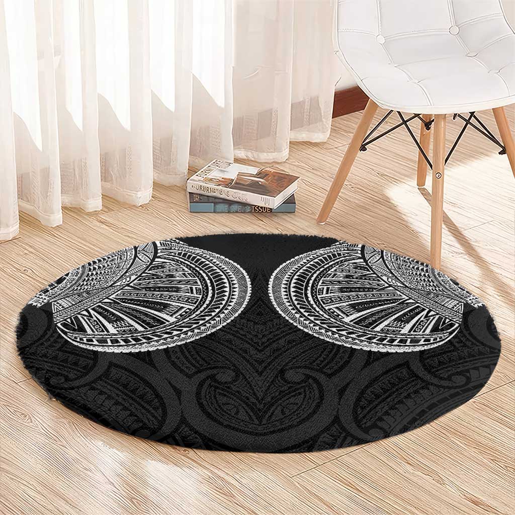 Samoan Traditional Art Tattoos Round Carpet Tatau Roman Reigns Black Color - Polynesian Pride
