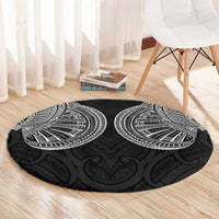 Samoan Traditional Art Tattoos Round Carpet Tatau Roman Reigns Black Color - Polynesian Pride