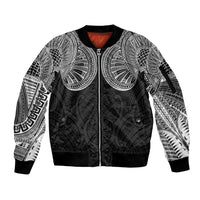 Samoan Traditional Art Tattoos Sleeve Zip Bomber Jacket Tatau Roman Reigns Black Color - Polynesian Pride