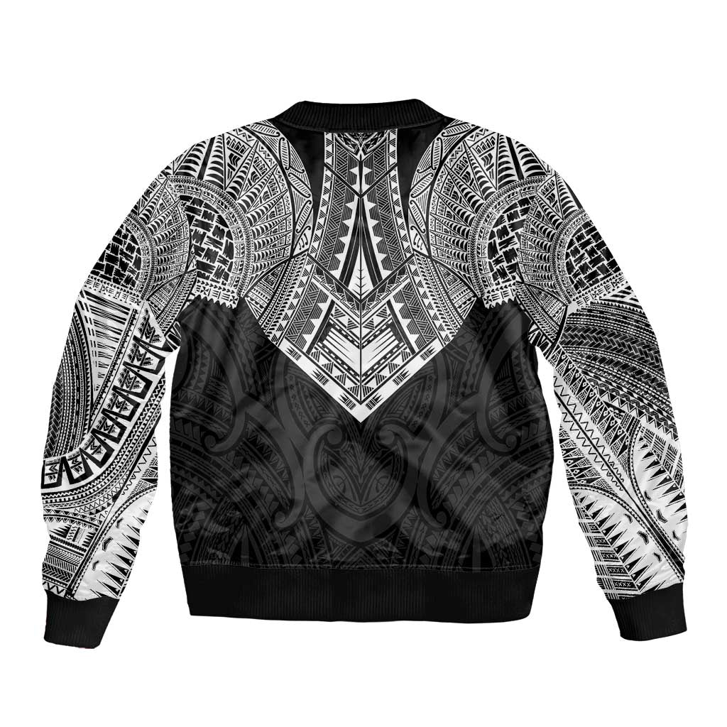 Samoan Traditional Art Tattoos Sleeve Zip Bomber Jacket Tatau Roman Reigns Black Color - Polynesian Pride