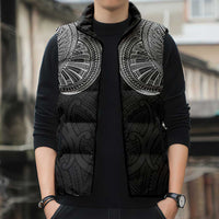 Samoan Traditional Art Tattoos Sleeveless Puffer Jacket Tatau Roman Reigns Black Color - Polynesian Pride