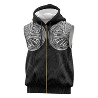 Samoan Traditional Art Tattoos Sleeveless Zip Hoodie Tatau Roman Reigns Black Color - Polynesian Pride