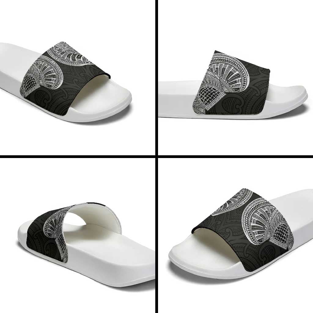 Samoan Traditional Art Tattoos Slide Sandals Tatau Roman Reigns Black Color - Polynesian Pride