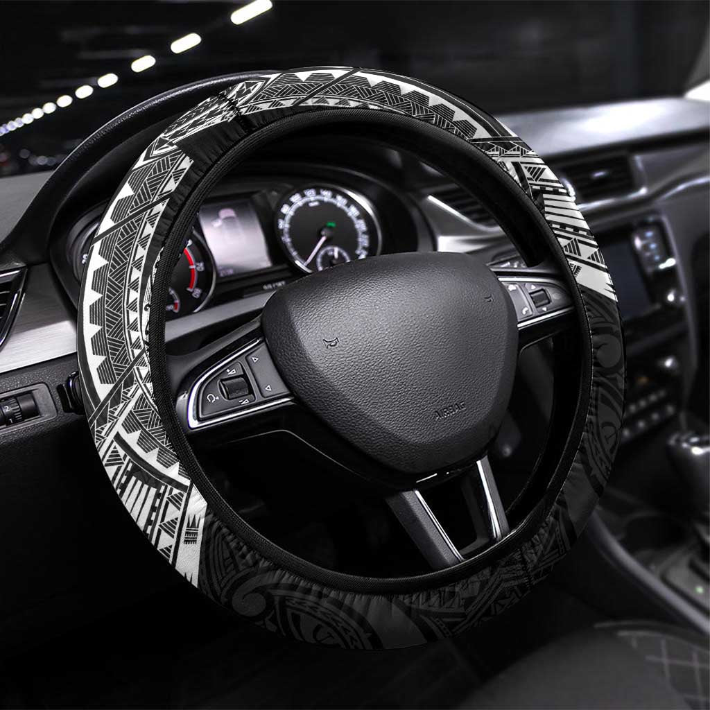 Samoan Traditional Art Tattoos Steering Wheel Cover Tatau Roman Reigns Black Color - Polynesian Pride