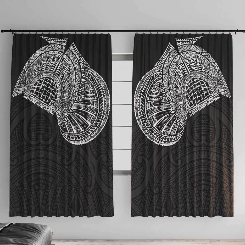 Samoan Traditional Art Tattoos Window Curtain Tatau Roman Reigns Black Color LT03 With Hooks Black - Polynesian Pride
