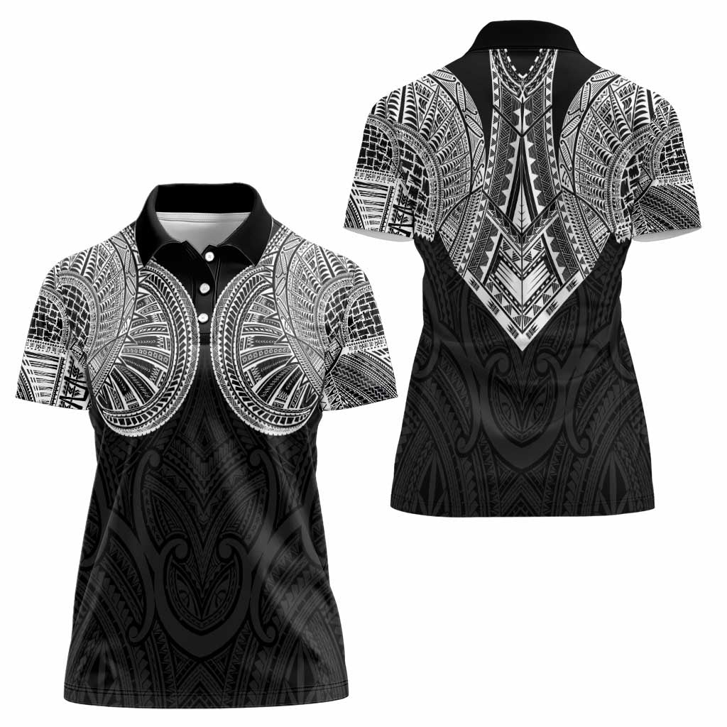 Samoan Traditional Art Tattoos Women Polo Shirt Tatau Roman Reigns Black Color - Polynesian Pride